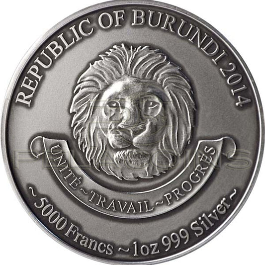 Burundi 2014 5000 Francs The African Baby Five - Baby Leopard Antique finish