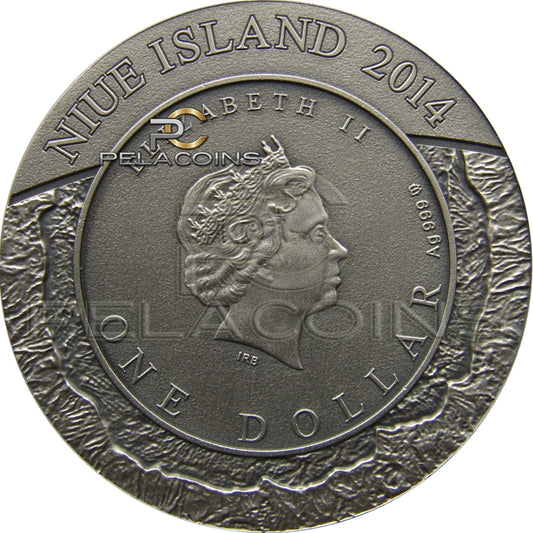 Niue Island 2014 1$ Meteor Canyon Diablo Meteorite 1oz
