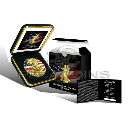 USA 2014 1$ Union Flag Walking Liberty Silver Eagle Gold American Civil War