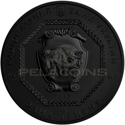 Ukraine 2015 1 Hryvnia Shade of Enigma - Archangel Michael 1oz Ruthenium and Gold plated