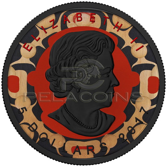 Canada 2017 5$ Maple Leaf - Native Art Moon Ruthenium plated 1oz