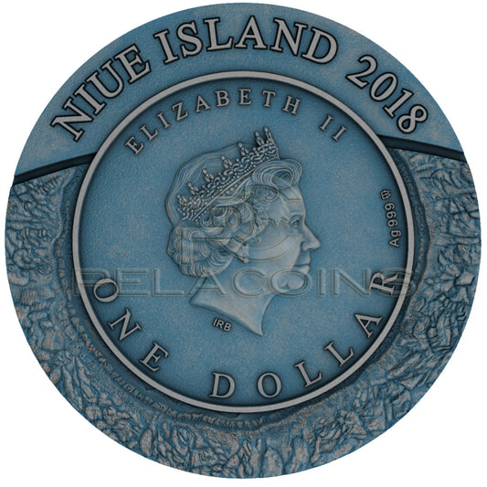 Niue Island 2018 1$ Meteorite Crater - Pingualuit 1oz