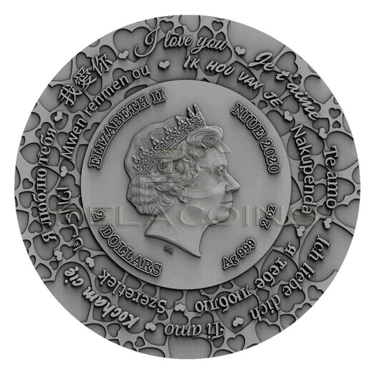 Niue Island 2020 2$ I LOVE YOU Heart 2oz