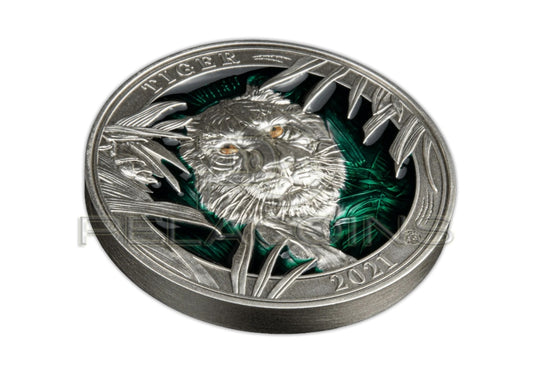 Barbados 2021 5$ Kolory Dzikiej Przyrody - TYGRYS 3oz