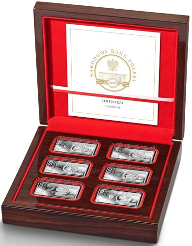 Polskie banknoty obiegowe, zestaw srebrnych monet - 2022