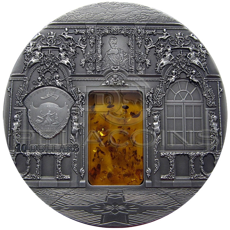 Palau 2009 10$ Mineral Art - Amber Chamber - Komnata Bursztynowa