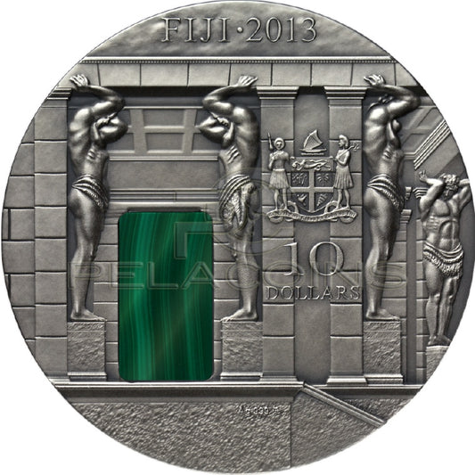 Fiji 2013 10$ Masterpieces of Stone - Malachite Room 3oz