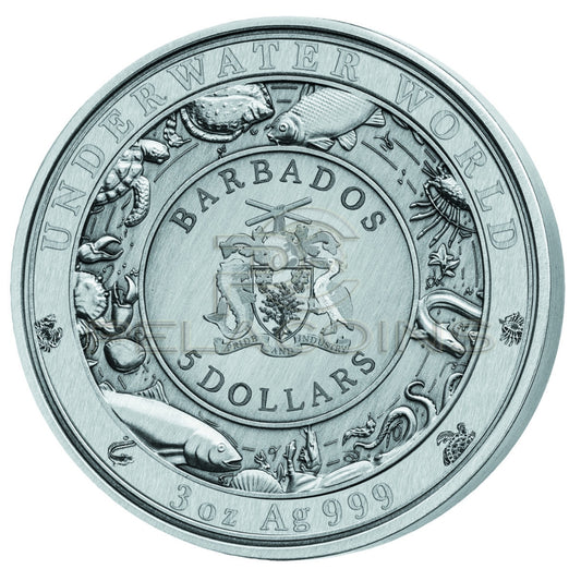 Barbados 2019 5$ Underwater World - Dolphin 3oz
