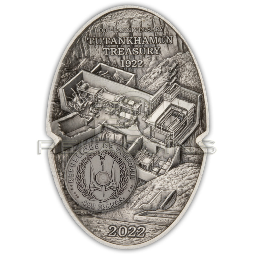 Djibouti 2022 - 200 Francs Mask of Tutankhamun 3D Shaped 3oz Silver Coin