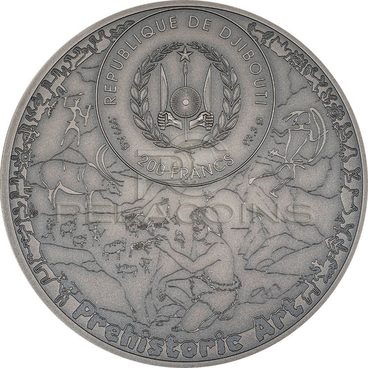 Djibouti 2023 200 Francs Abourma Rock Art – Prehistoric Art 3oz