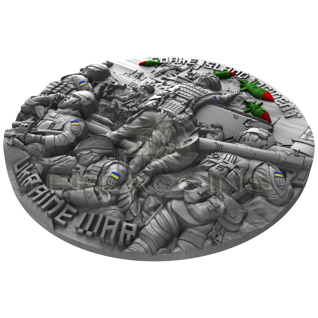 Cameroon 2023 2000 Francs Ukraine War - Snake Island Incident 2oz Silver Coin