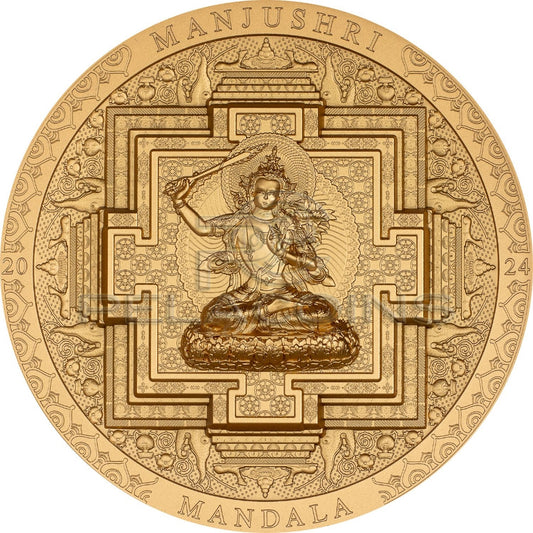 Mongolia 2024 2000 Togrog MANJUSHRI MANDALA Archeology Symbolism gilding 3oz