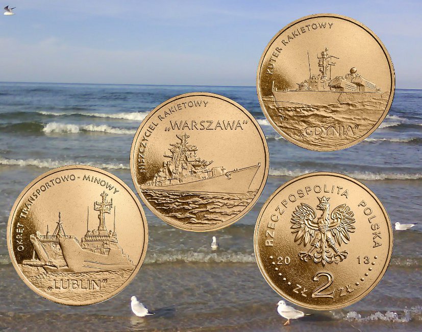 Kolekcja Polskie okręty - 8 monet Nordic Gold