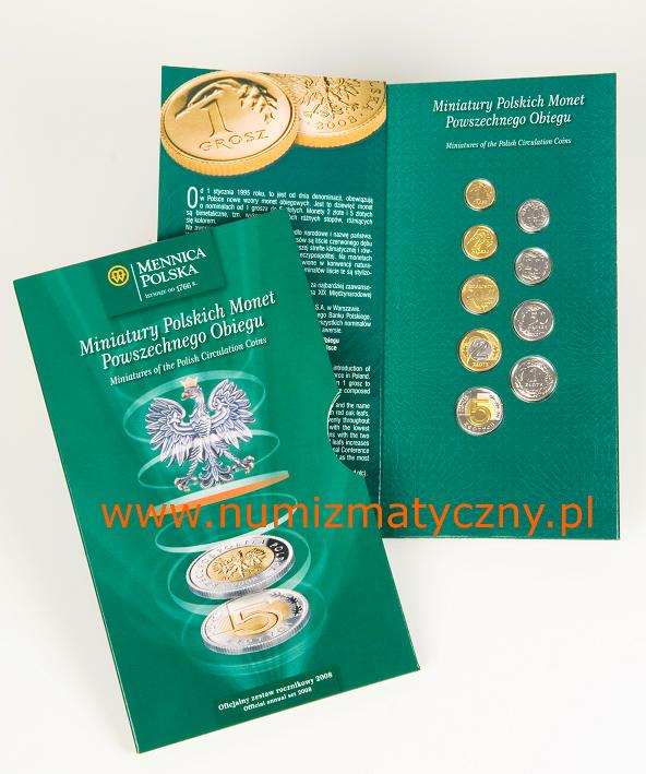 Miniatury Polskich Monet Powszechnego Obiegu - 9 monet, 2008